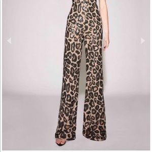 Tadashi Shoji Paris Cheetah Print Sequin Jumpsuit